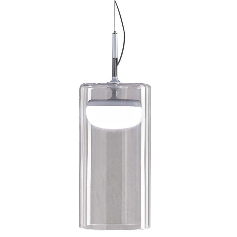 1 - Light LED Cylinder Pendant, 249cm H x 18cm W x 18cm D, Matt White, 2700K