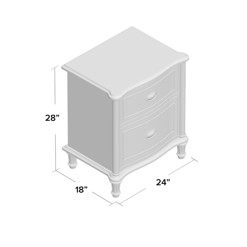 Devon 2 Drawer Nightstand, Cream