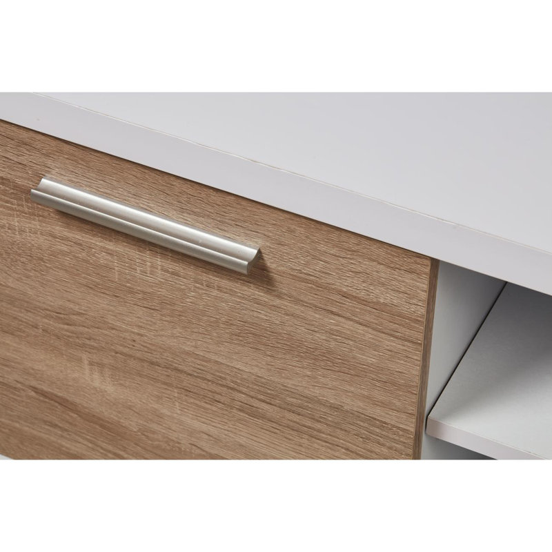 Mcbee Unfinished TV Stand for TVs up to 88", Oak/White