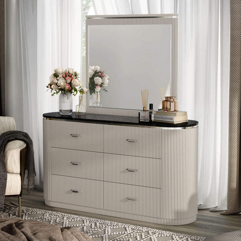 Commode 6 tiroirs avec miroir Godrick