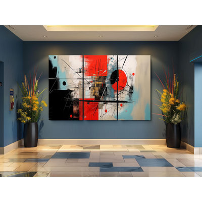 «Triptych», art mural sur toile - Triptyque abstrait moderne