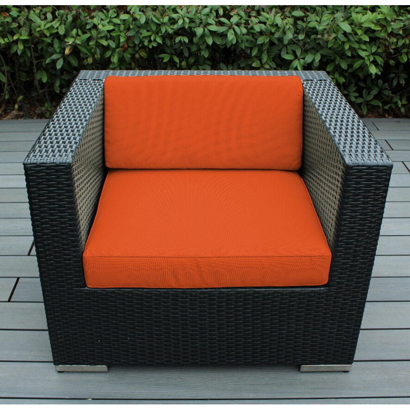 Penncross Wicker Outdoor Lounge Chair, Canvas Tuscan Sunbrella® Canvas, Black