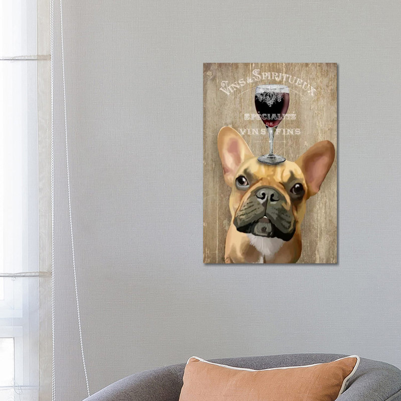 Dog Au Vin, French Bulldog by Fab Funky - Wrapped Canvas Gallery-Wrapped Canvas Giclée, 66.04 cm H x 45.72 cm W