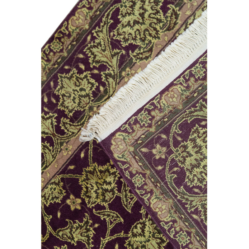 Wool Oriental Area Rug in Wine/Gold