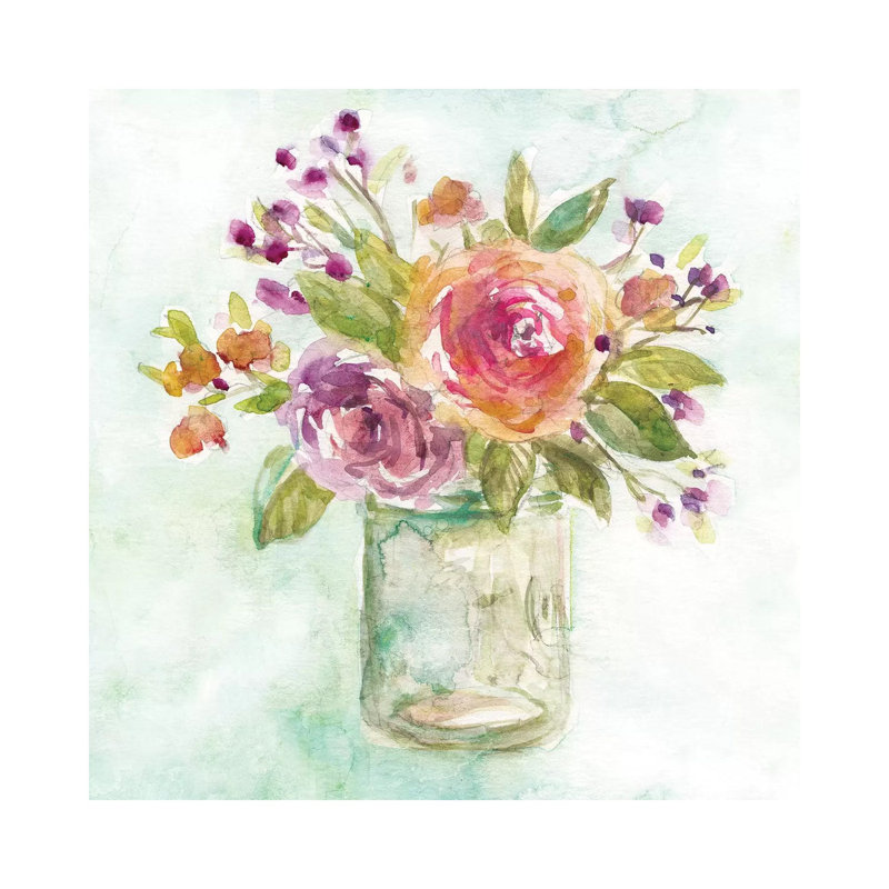 Summer Roses 1 Piece Painting on Canvas, 45.72 cm H x 45.72 cm W x 1.91 cm D, Wrapped Canvas