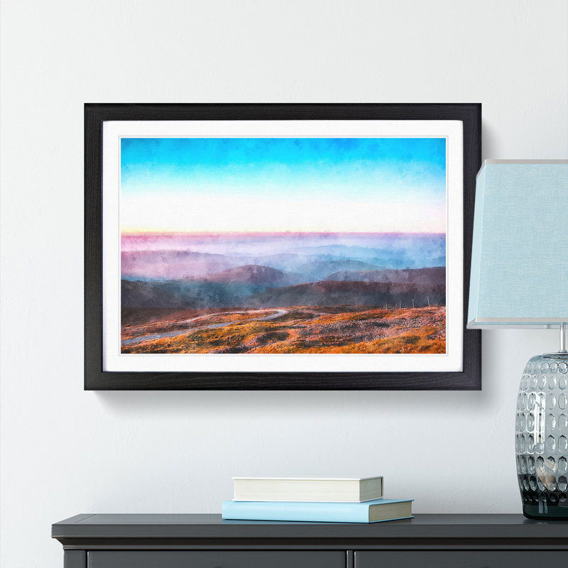 Over The Mountains In Poland - Single Picture Frame Print on MDF, Black, 45cm H x 63cm W x 2cm D