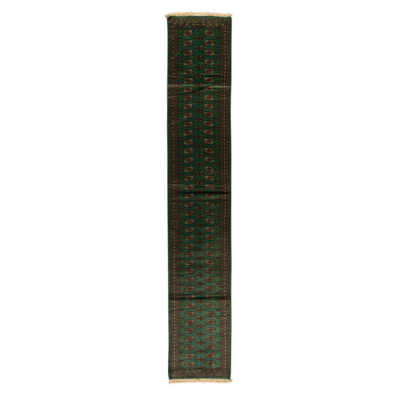 Hand Knotted Wool Area Rug in Green