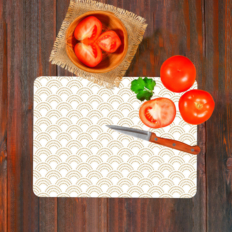 Planche à découper moderne en verre à motif géométrique abstrait idéale pour le camping et la cuisine, 11 po x 15 po