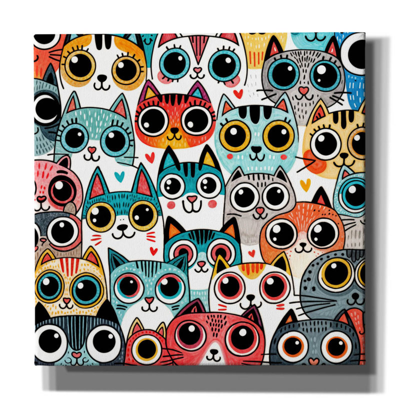  «Glaring Cats 1» par Rey Klimt, art mural sur toile, H 37 po x l 37 po x P 1,5 po