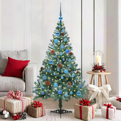 150 Cm H Green Christmas Tree with 150 Lights and Ball Ornaments