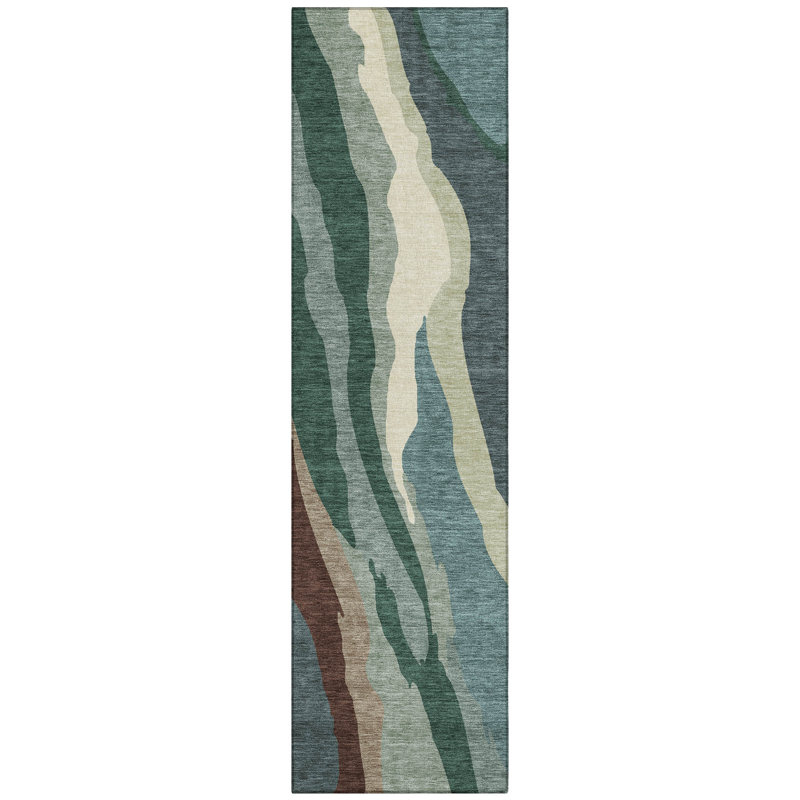 Petala Sage Washable Indoor-Outdoor Rug - , 2'3" x 7'6"