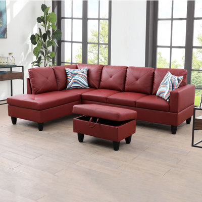 Jibrael 3 - Piece 97"Upholstered Sectional with Storage Ottoman