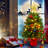 2ft Artificial Green Tabletop Christmas Tree with Pine Cone Red Fruit Gold Star Ball Decorations and LED String Lights