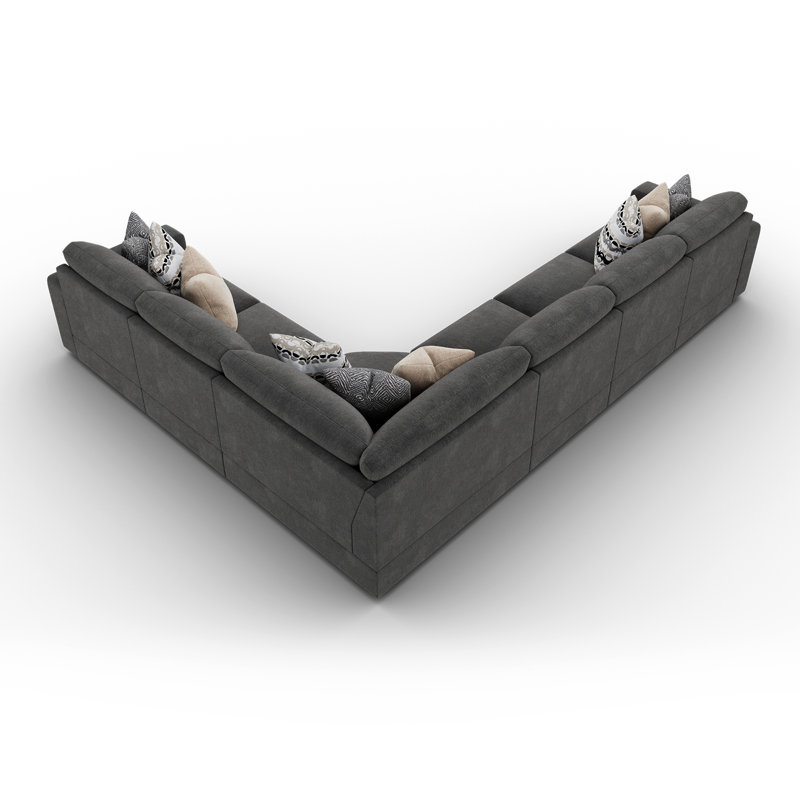 Canapé modulaire moderne en L, Gris chenille, H 35,4 po x l 128,1 po x P 100,5 po