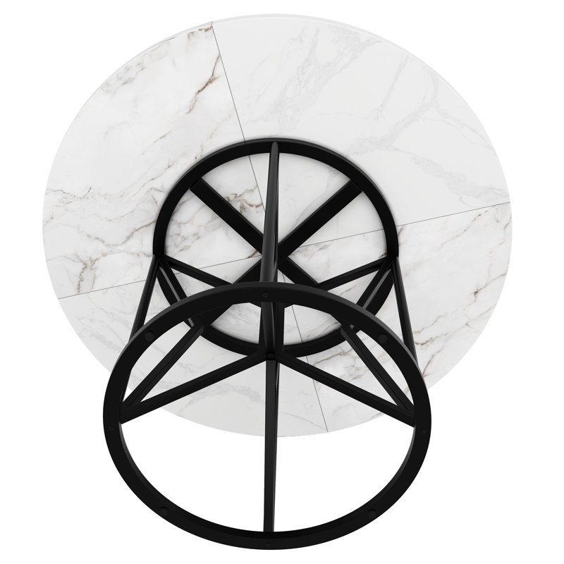 Round Metal Base Dining Table, Black