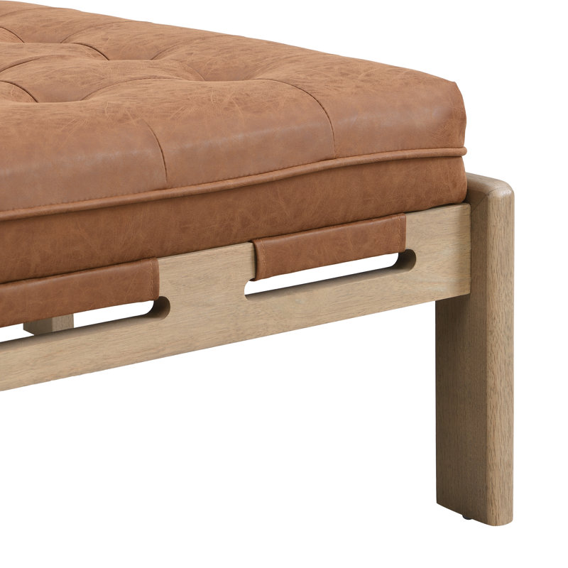 Jamir 34'' Tufted Upholstered Cocktail Ottoman, Reddish Brown, Brown