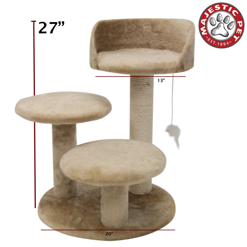 27'' Beige Faux Fur and Sisal Freestanding Cat Tree