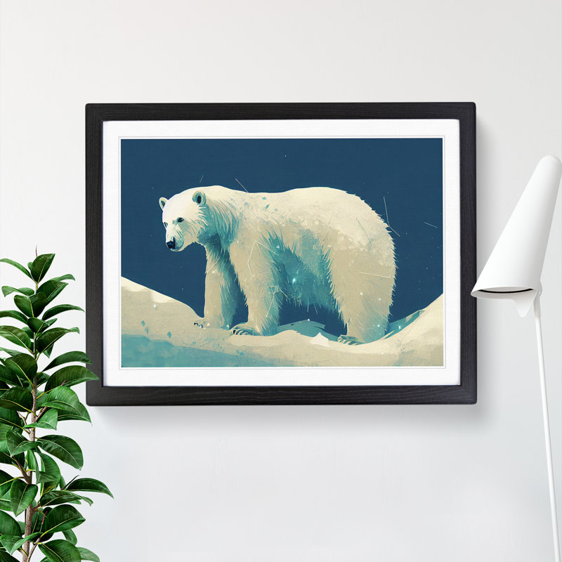 Polar Bear - Single Picture Frame Print, Black, 46cm H x 64cm W x 2cm D