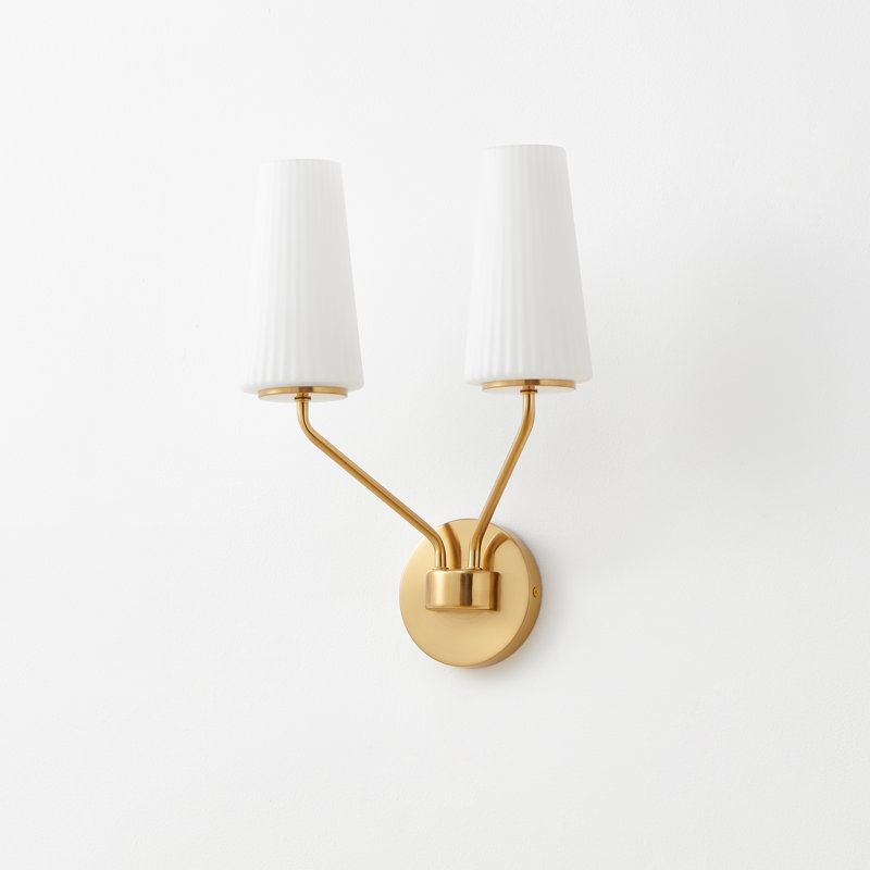 2- Light Frosted Opal Glass Wall Sconce