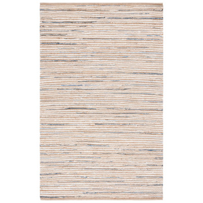 Abott Woven Jute/Canvas/Cotton Rug in Beige/Natural/Light Blue
