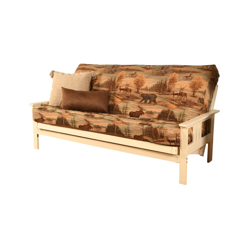 Johnte Full-Size Futon Frame and Full-Size Innerspring Mattress, Antique White, Canadian, Innerspring