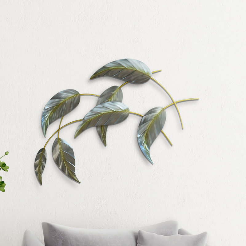 Décoration murale en métal feuilles