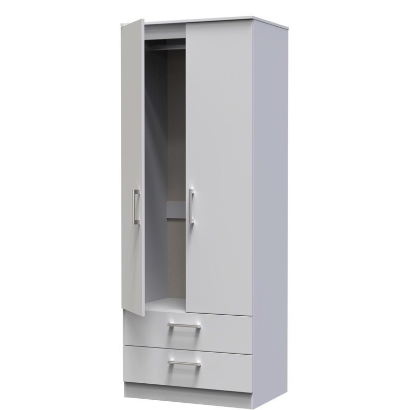 Fully Assembled Devon 1 Door Wardrobe, Grey, 196" H x 74" W x 53" D