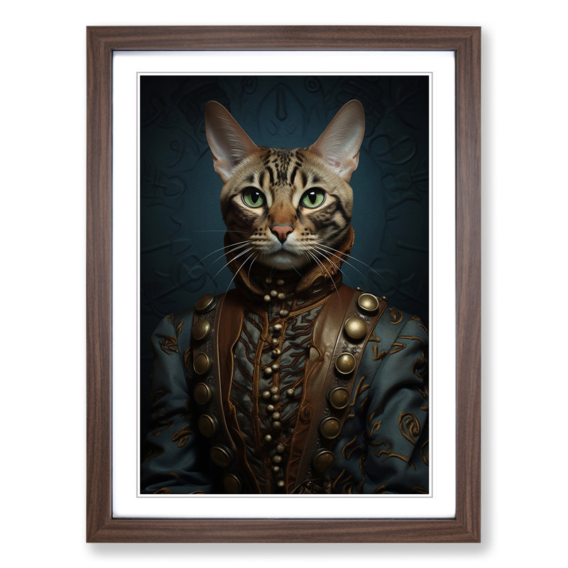 Bengal Cat Surrealism No.3 - Framed Print, 34cm H x 25cm W x 2cm D, Walnut Framed