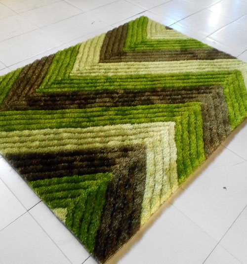 Tapis tissé à la machine vert, 5 pi 3 po x 7 pi 2 po