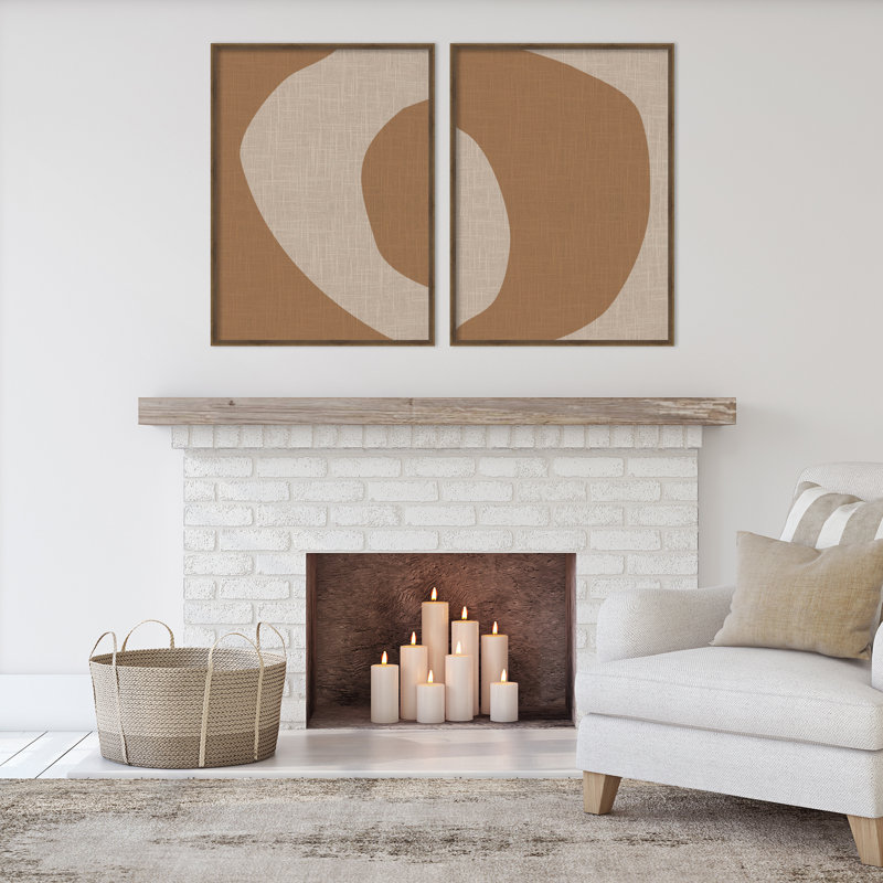 Minimal Modern Organic Abstraction 1  - Set Of 2 By The Creative Bunch Studio Framed Wall Art Prints, Bronze