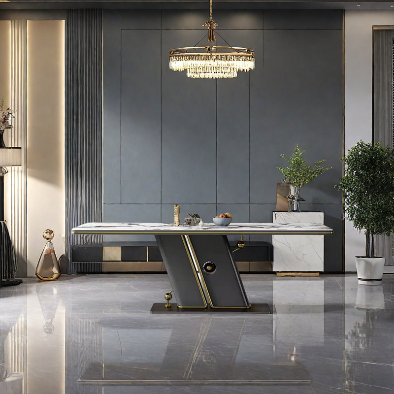 Light luxury sintered stone dining table, H 29,53 po x L 62,99 po x l 31,5 po