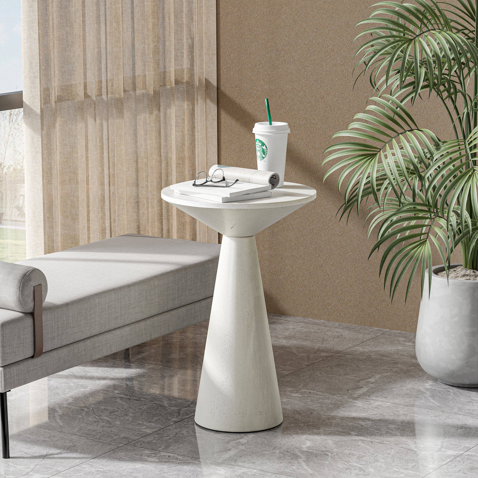 Bozovich Solid Wood End Table, White, 19.5" H x 13.5" W x 13.5" D