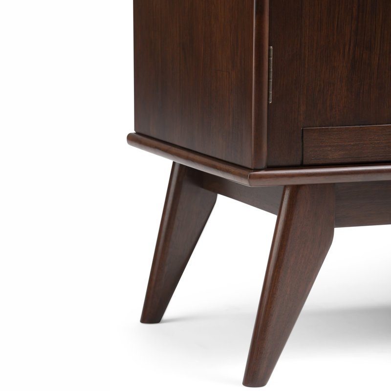54'' Medium Auburn Brown Solid Hardwood Mid-Century Modern Sideboard