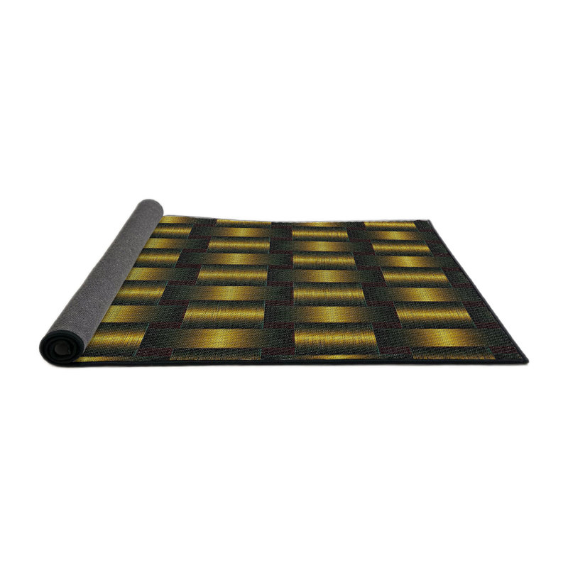 Tapis de zone dorée/noir à motifs, Rond 6 pi