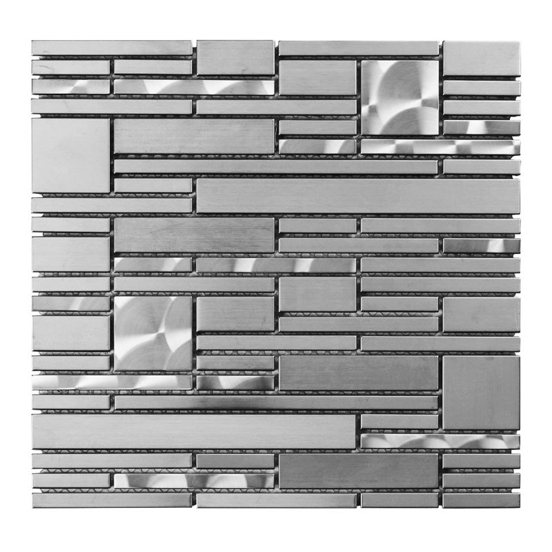 Brushed Nickel Jeweling Pattern Stainless Steel Mosaic Sheet Tile By Modket