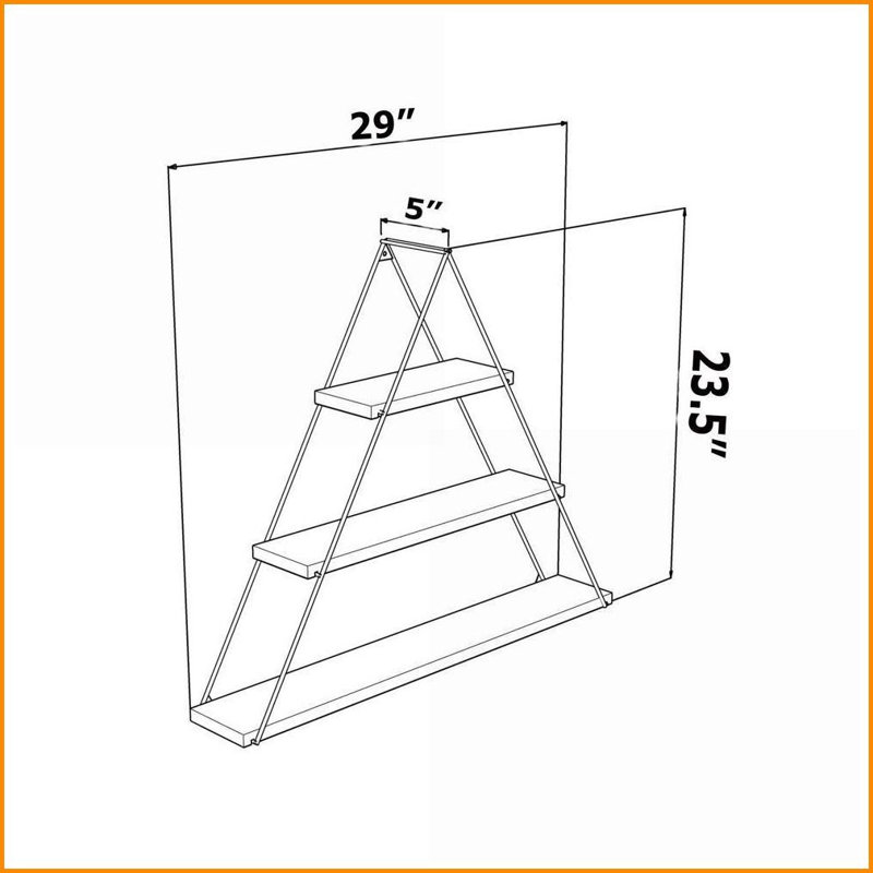Floating Bookshelf Rustic Wall Mounted Triangle Shelf with Metal Bracket | Oak/Yellow | Oak, Oak
