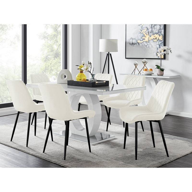 Bekircan 6 - Person Dining Set, Cream/Black