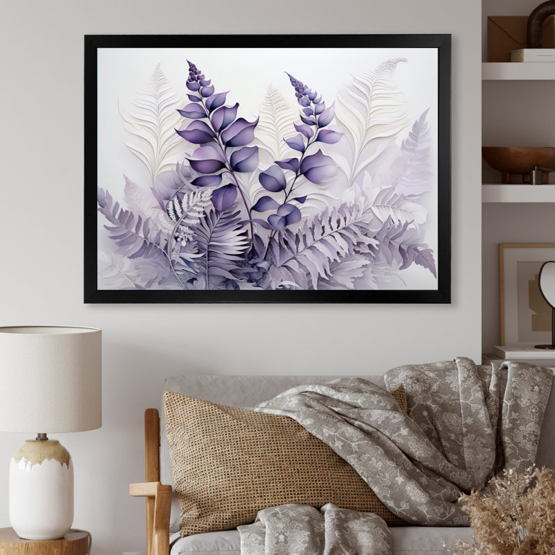 Ferns Violet Dream I - imprimé, 24" H x 32" W, White Picture Framed