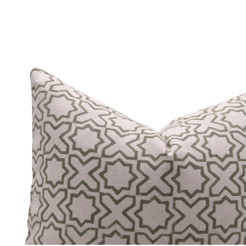 Housse de coussin fabriquée à la main à imprimé de blocs de coton pour une décoration intérieure élégante, H 18 po x l 18 po