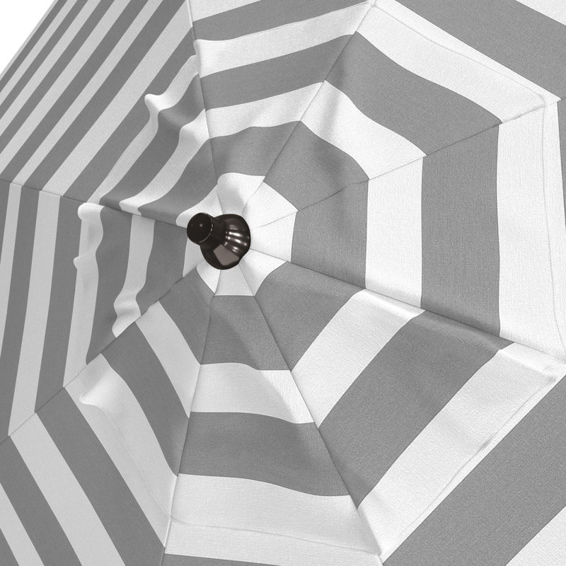 Khoury 108'' Umbrella, Grey White Cabana Stripe