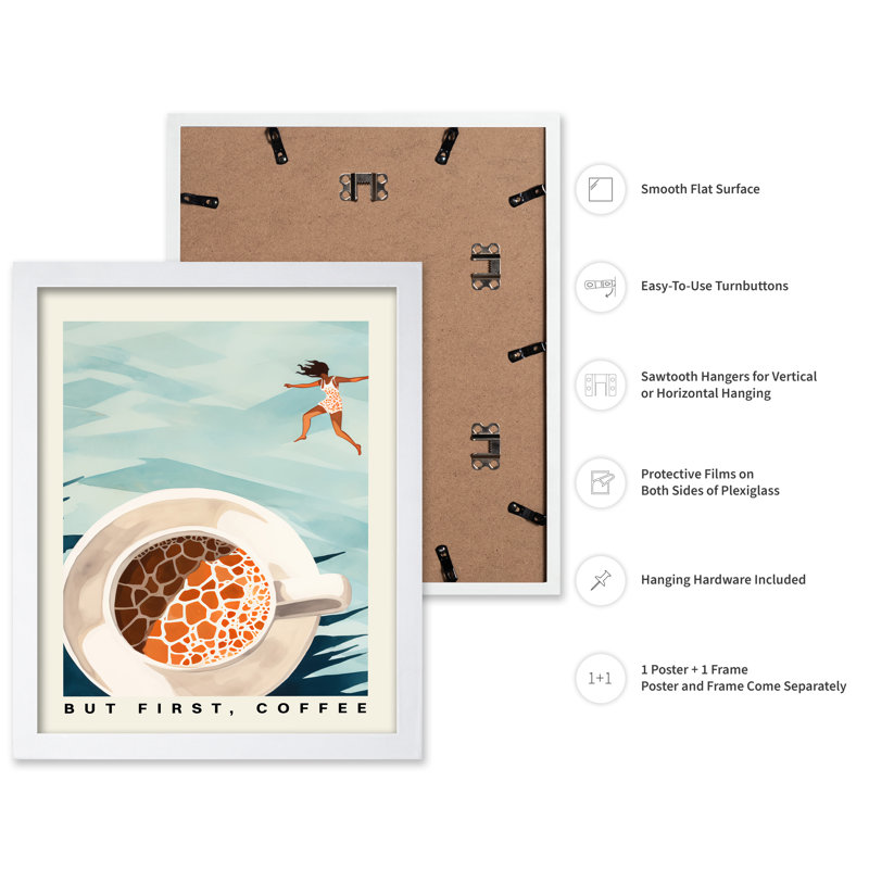 But But, Coffee, Poster, White Framed, 08"H x 10"W