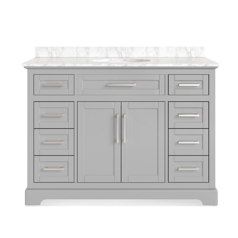 Gray 48'' Single Bathroom Vanity with Engineered Marble Top