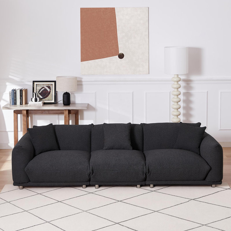 Rakia Upholstered 110'' Sofa, Black Fabric