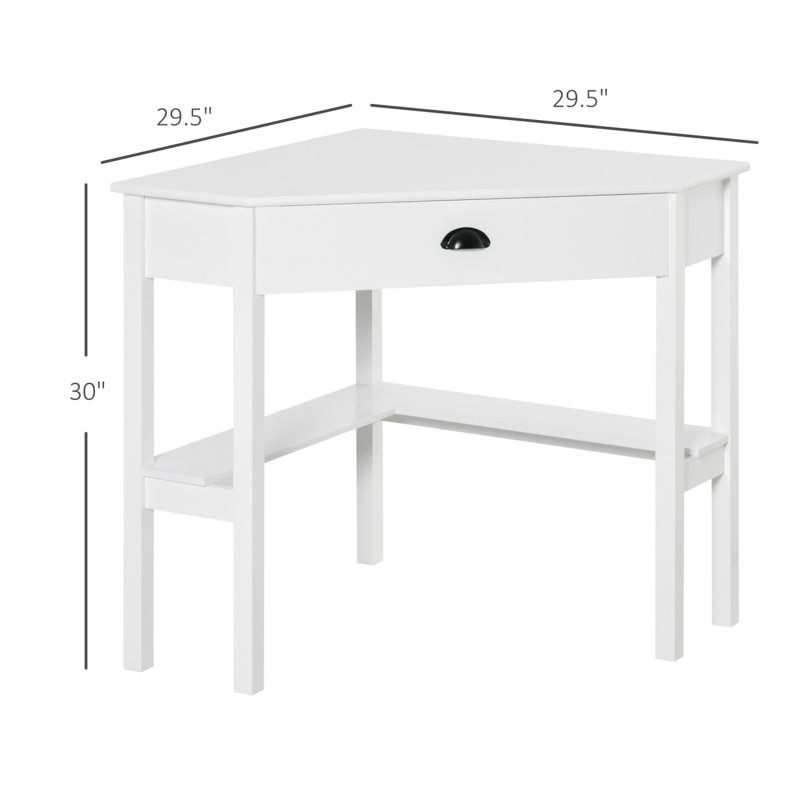 Corner Desk, Triangle Computer Desk With Drawer And Storage Shelves For Small Spaces, Home Office Workstation For Living Room, Or Bedroom