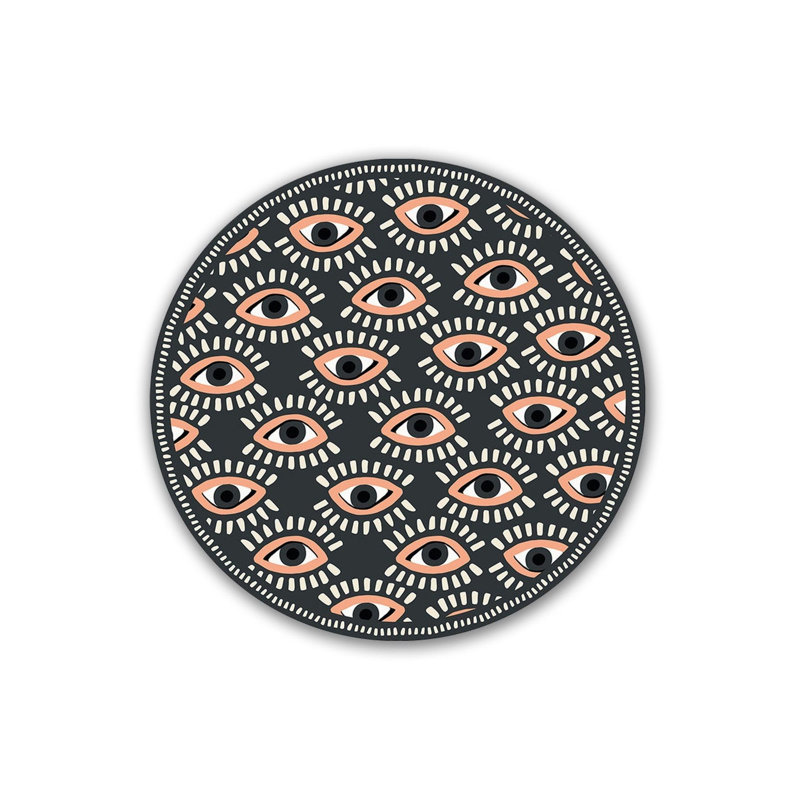 Tapis rond lavable gris et saumon, Sous-tapis rond 3 pi 3 po inclus