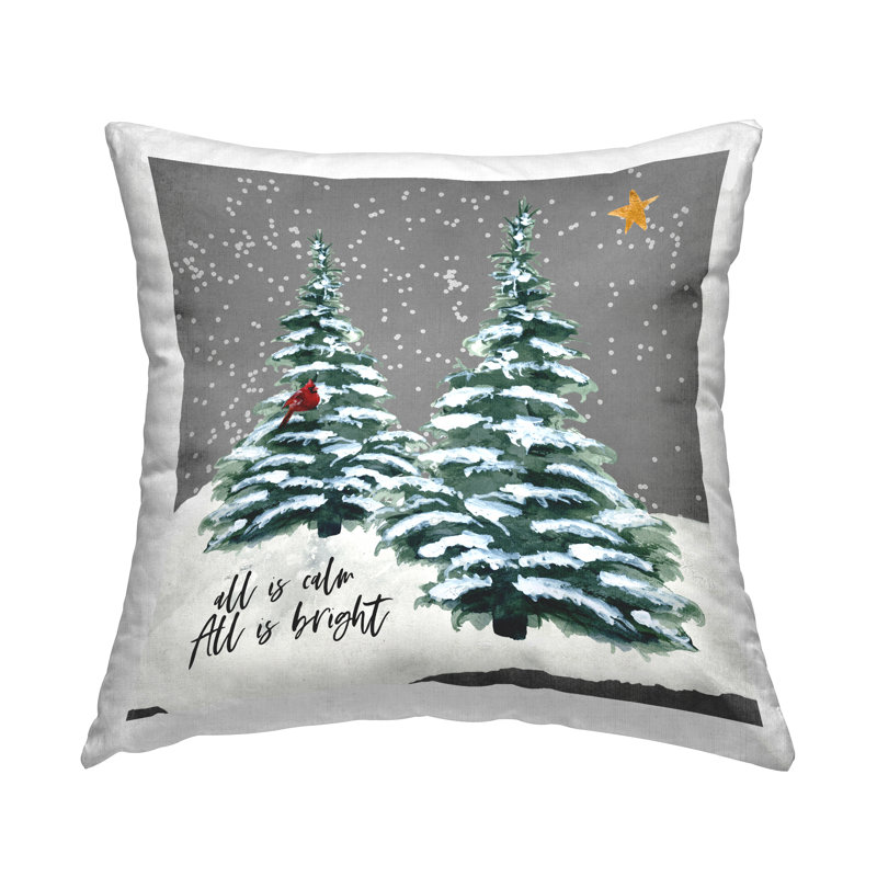 «All Is Calm & Bright Winter Trees», conception de coussin décoratif par Valerie Weiners