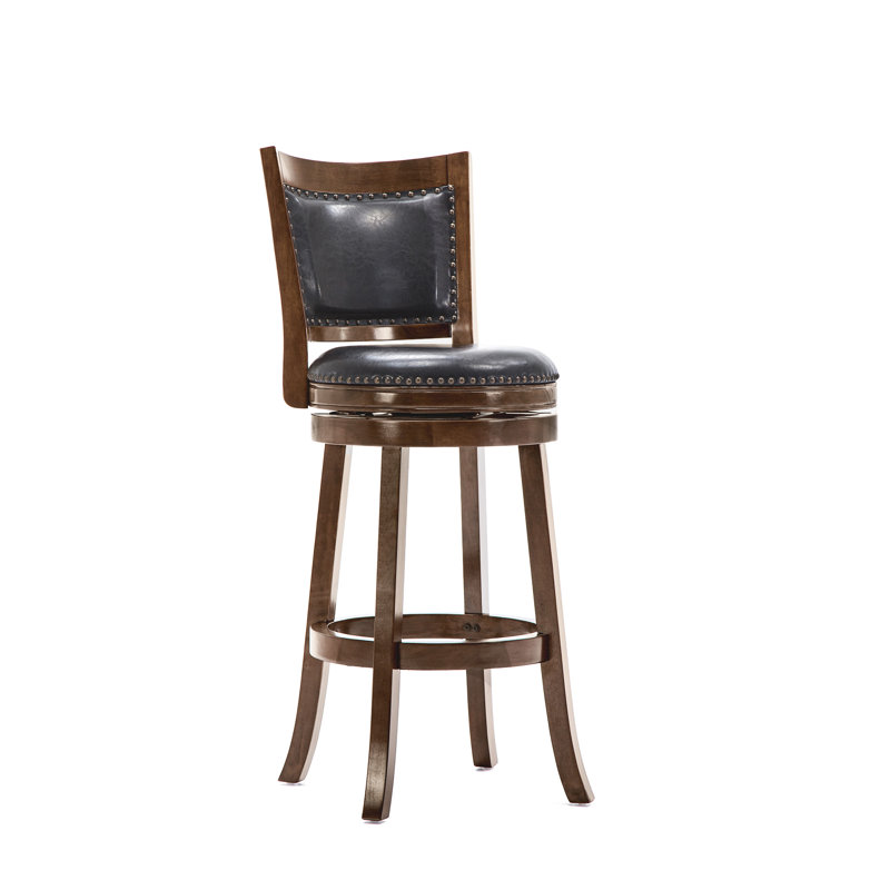 Coriyah Swivel Upholstered Counter Stool with Solid Wood Frame, Cappuccino, Bar Stool (30.75” Seat Height)