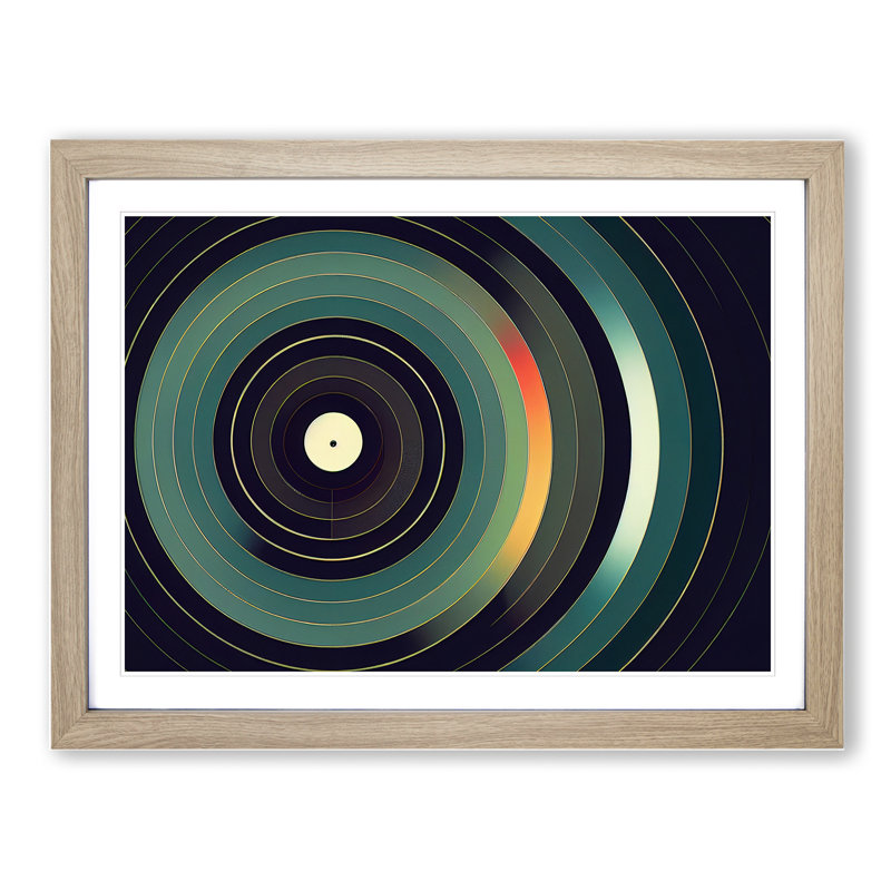 Dynamic Vinyl Record - Single Picture Frame Print, 46cm H x 64cm W x 2cm D, Oak