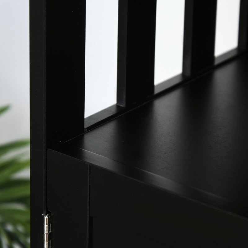 Armoire multifonctionnelle noire avec compartiment ouvert et tablette moderne avec porte aimantée