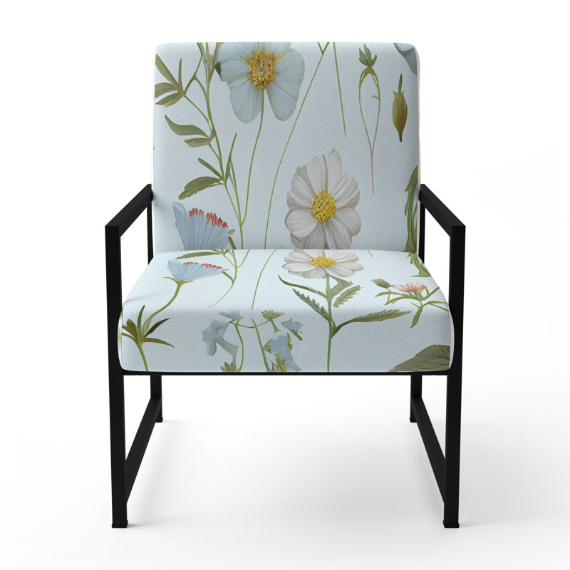 Crowne - Fauteuil rembourré à motif floral, Noir, noir, noir, noir